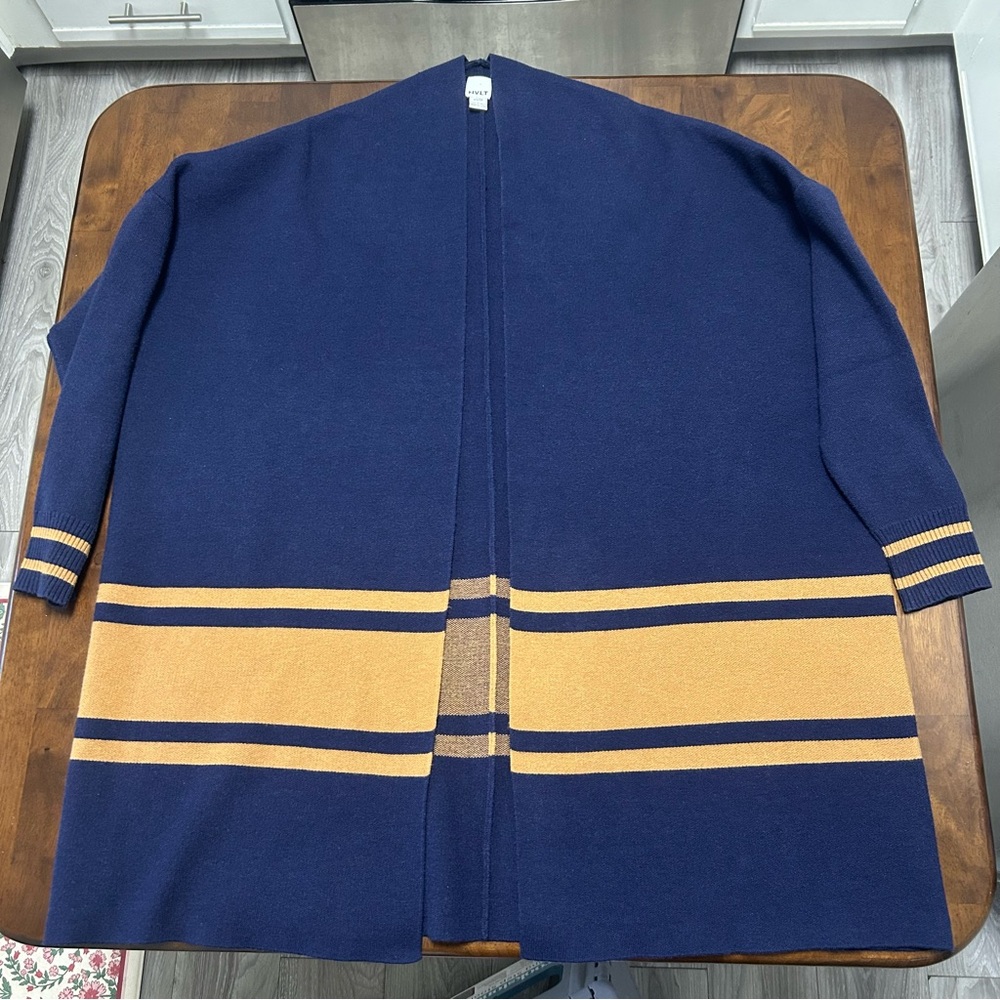 Anthropologie NVLT Pippa Cardigan in Navy Blue and Tan Size XS - Picture 3 of 13